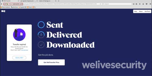 Correos falsos con archivos de Wetransfer